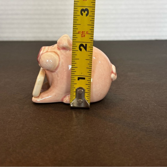 Anthropomorphic Pink Pig Figurine Ceramic Porcelain Sign No More Pigging Out Vtg - Picture 7 of 9